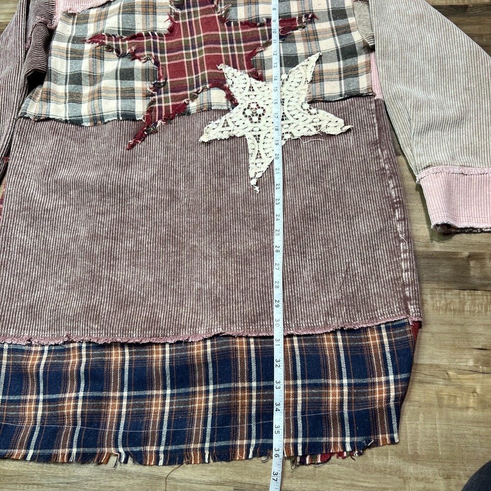 Oli &Hali Washed Patchwork Star Corduroy Jacket S – Plaid Flannel Boho Shacket R - Picture 3 of 16